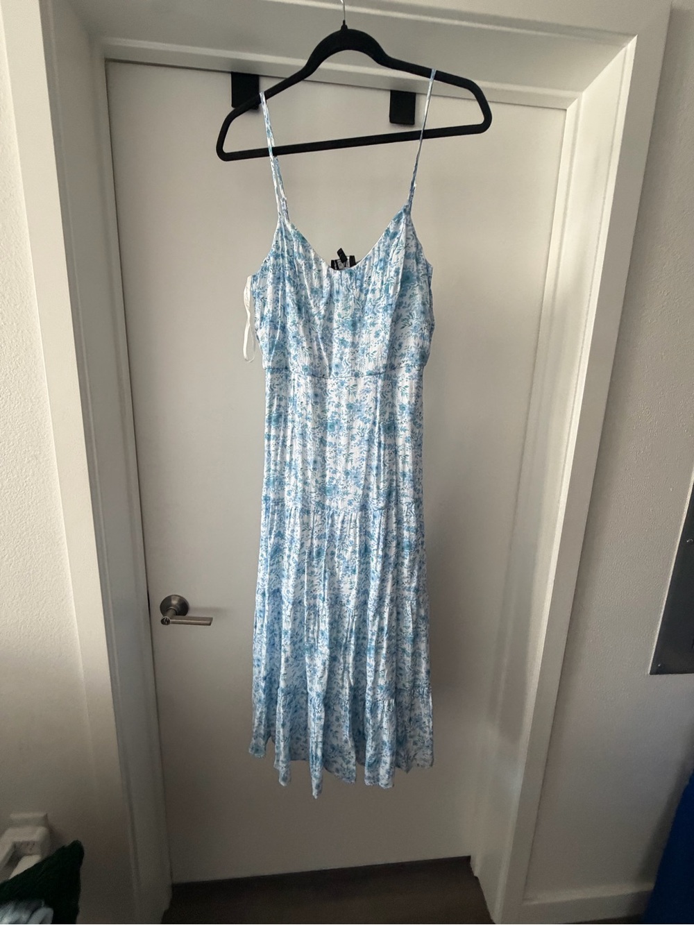 Trixxi Light Blue Floral Spaghetti-Strap Maxi Dress